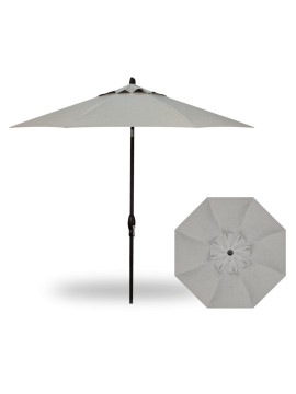 9' Auto Tilt Umbrella - Black /  Silver Linen